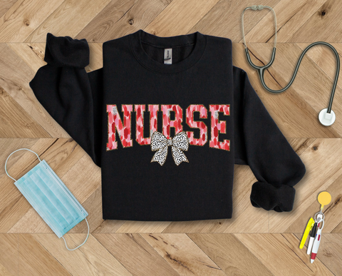 Coquette Brushstroke Nurse Crewneck Sweatshirt