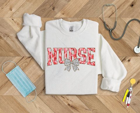 Coquette Brushstroke Nurse Crewneck Sweatshirt