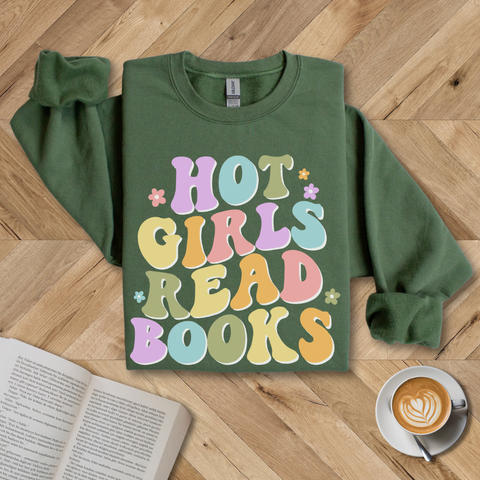 Hot Girls Read Books Crewneck Sweatshirt