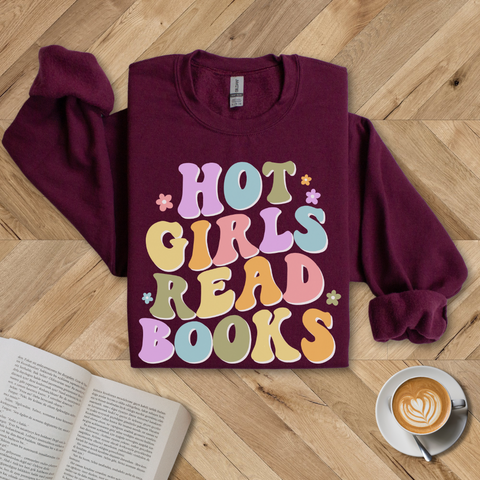 Hot Girls Read Books Crewneck Sweatshirt