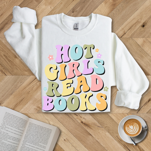 Hot Girls Read Books Crewneck Sweatshirt