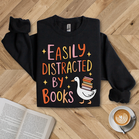 Easily Distracted By Books Crewneck Sweatshirt