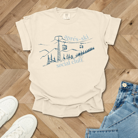 Aprés-Ski Scene Blue Silhouette T-shirt