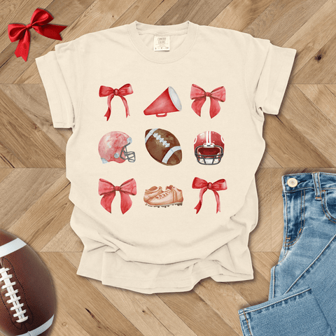Red-Themed Coquette Football T-Shirt